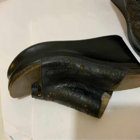 Obot Leather black  Wedge Sandals size 7 M - Picture 4 of 9